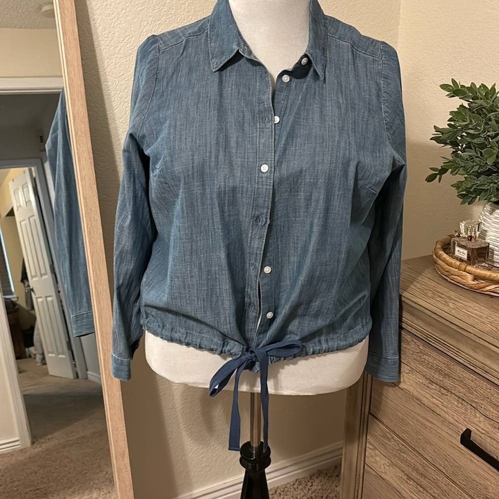 Lane Bryant Denim Collared Top-Size 16